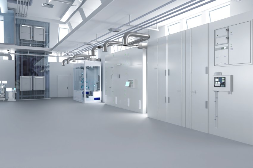 Kühlhaus mit geöffneter Schiebetür und Temperaturüberwachung